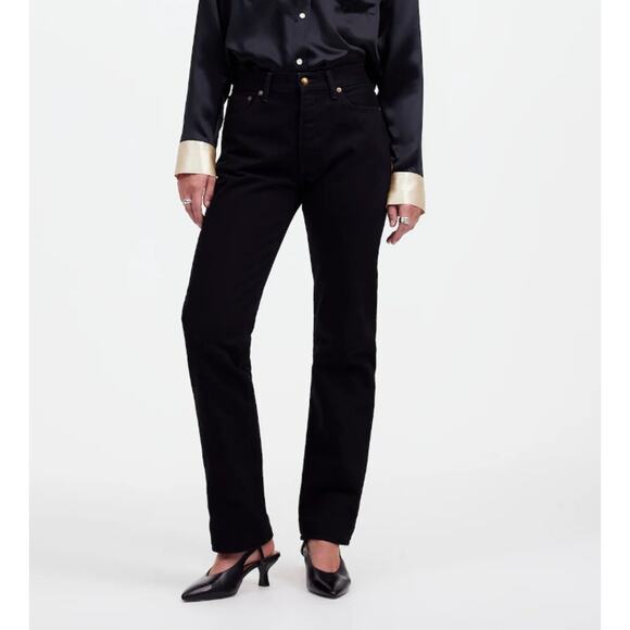 Madewell Alexa Chung High-Rise Straight Jeans Womens Size 27 Black Outridge Wash - Picture 1 of 8